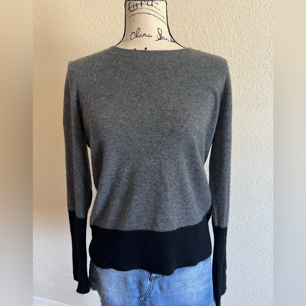 Antonio Melani Sweater Women Medium Grey Black Excellent Cashmere Colorblock